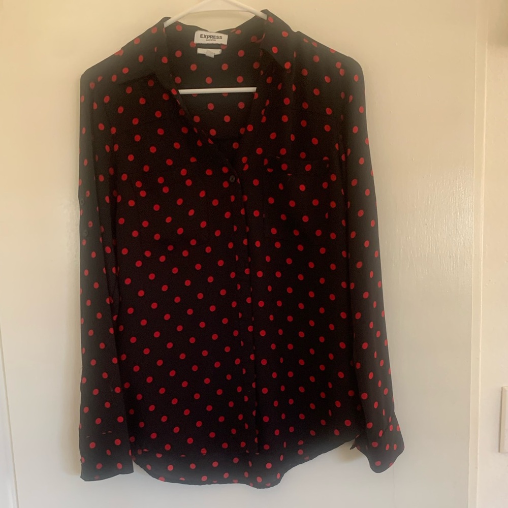 Express Portifino Blouse with Red Dots
